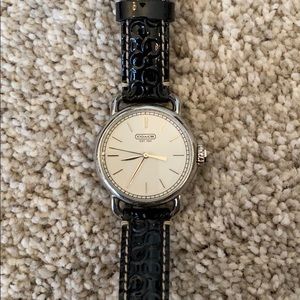 Coach black leather watch
